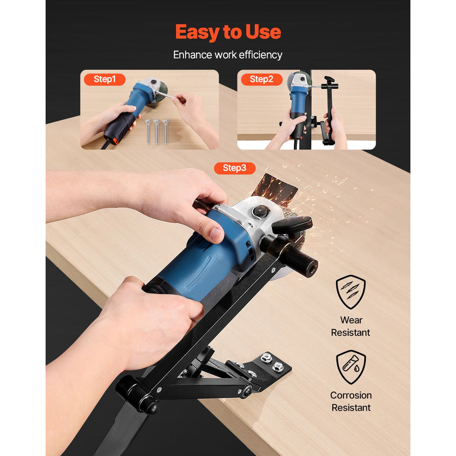 Lawn Mower Blade Sharpener, 15° - 45° Adjustable Lawnmower Blade Sharpening Tool with 4 Adapter Pins, Ball Bearing Design & 25mm Enlarged Handle, Compatible with Most Angle Grinders