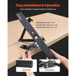Lawn Mower Blade Sharpener, 15° - 45° Adjustable Lawnmower Blade Sharpening Tool with 4 Adapter Pins, Ball Bearing Design & 25mm Enlarged Handle, Compatible with Most Angle Grinders