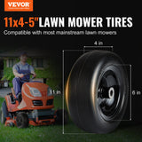 VEVOR Lawn Mower Tires with Rim, 11x4-7" Tubeless Tractor Tires, 2-Pack Tire and Wheel Assemby, Flat-free PU Tire, 3.4" Centered Hub, 3/4" Bushing