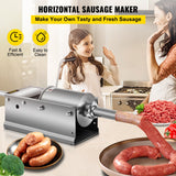 VEVOR Manual Sausage Stuffer, 3 L / 7 LBS Horizontal Sausage Machine, Dual-Speed Meat Stuffer, Made of Food-Grade 304 Stainless Steel, Includes 5 Stuffing Tubes, for Home Kitchen Restaurant Commercial - Front View