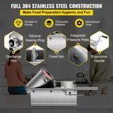 VEVOR Manual Sausage Stuffer, 3 L / 7 LBS Horizontal Sausage Machine, Dual-Speed Meat Stuffer, Made of Food-Grade 304 Stainless Steel, Includes 5