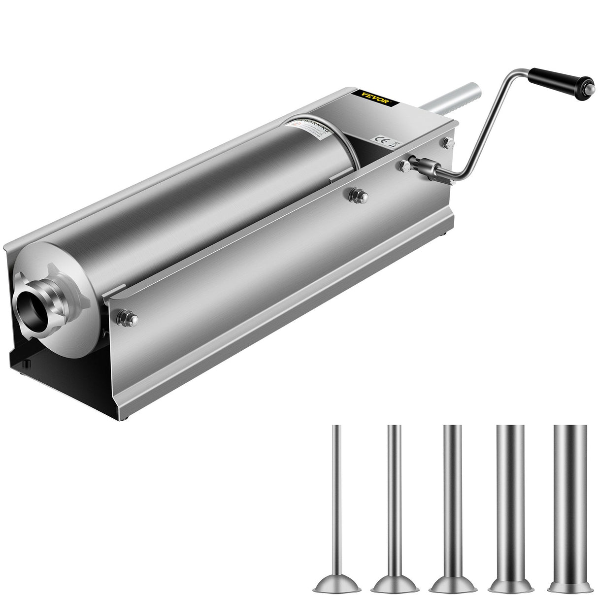 VEVOR Manual Sausage Stuffer, 7 L / 15 LBS Horizontal Sausage Machine, Dual-Speed Meat Stuffer, Made of Food-Grade 304 Stainless Steel, Includes 5