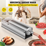 VEVOR Manual Sausage Stuffer, 7 L / 15 LBS Horizontal Sausage Machine, Dual-Speed Meat Stuffer, Made of Food-Grade 304 Stainless Steel, Includes 5 Stuffing Tubes, for Home Kitchen Restaurant Commercia - Front View
