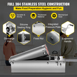 VEVOR Manual Sausage Stuffer, 7 L / 15 LBS Horizontal Sausage Machine, Dual-Speed Meat Stuffer, Made of Food-Grade 304 Stainless Steel, Includes 5 Stuffing Tubes, for Home Kitchen Restaurant Commercia - Side View