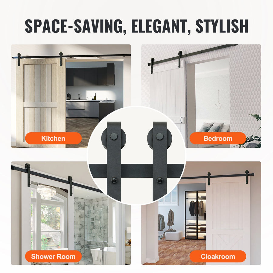 VEVOR 8FT Sliding Barn Door Hardware Closet Track Kit for Single Door J Hanger, image 6