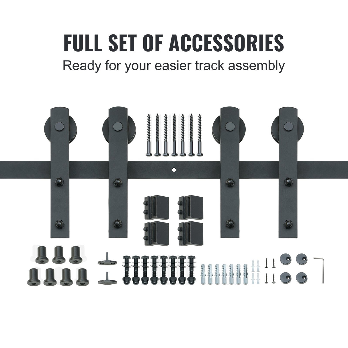 VEVOR 8FT Sliding Barn Door Hardware Closet Track Kit for Double Doors I Hanger