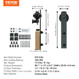 VEVOR 8FT Sliding Barn Door Hardware Closet Track Kit for Double Doors I Hanger - Close-Up Angle
