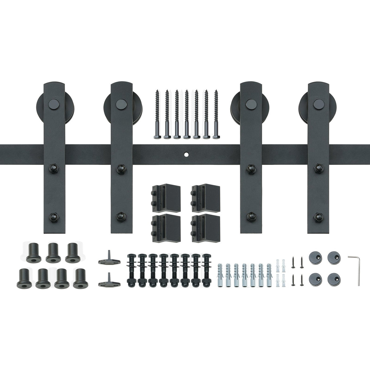 VEVOR 8FT Sliding Barn Door Hardware Closet Track Kit for Double Doors I Hanger