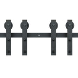 2440 mm Sliding Barn Door Hardware Closet Track Kit for Double Doors J Hanger