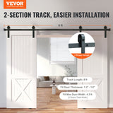 2440 mm Sliding Barn Door Hardware Closet Track Kit for Double Doors J Hanger