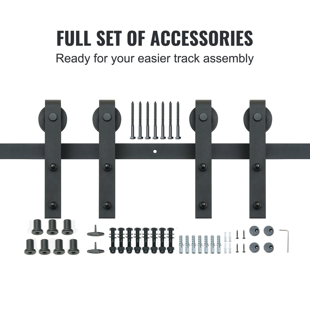 VEVOR 2440 mm Sliding Barn Door Hardware Closet Track Kit for Double Doors J Hanger