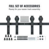 VEVOR 2440 mm Sliding Barn Door Hardware Closet Track Kit for Double Doors J Hanger - Top-Down View