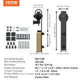2440 mm Sliding Barn Door Hardware Closet Track Kit for Double Doors J Hanger