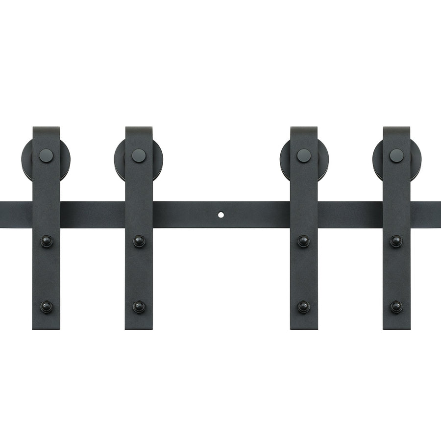 2440 mm Sliding Barn Door Hardware Closet Track Kit for Double Doors J Hanger