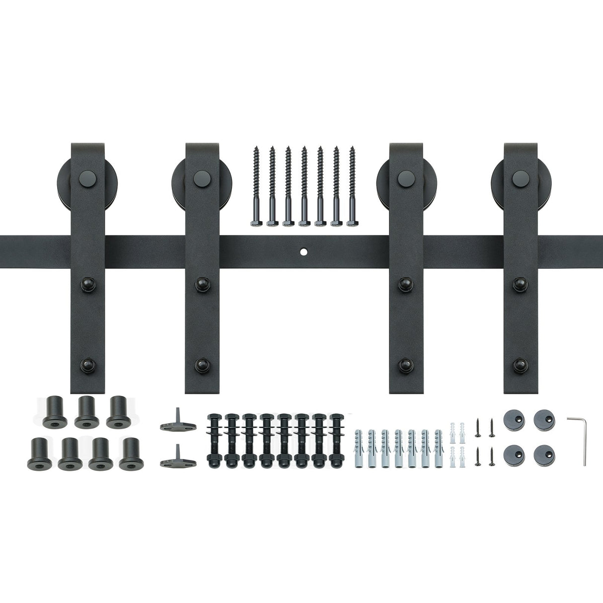 2440 mm Sliding Barn Door Hardware Closet Track Kit for Double Doors J Hanger