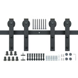 2440 mm Sliding Barn Door Hardware Closet Track Kit for Double Doors J Hanger