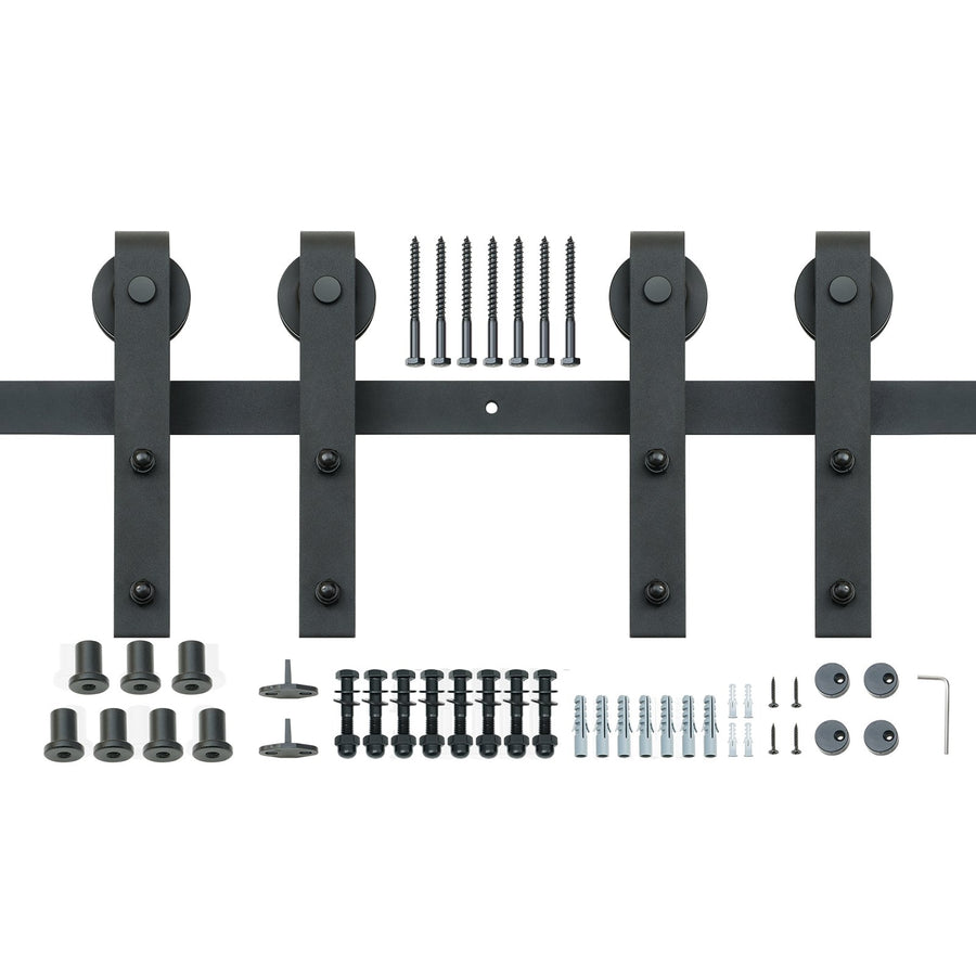 2440 mm Sliding Barn Door Hardware Closet Track Kit for Double Doors J Hanger