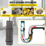 Drain Cleaning Cable 100 Feet x 3/8 Inch Solid Core Cable Sewer Cable Drain Auger Cable Cleaner Snake Clog Pipe Drain Cleaning Cable Sewer Drain Auger Snake Pipe