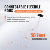 VEVOR 15.24M Dryer Vent Cleaner Kit, 37 Pieces Duct Cleaning Brush, Reinforced Nylon Dryer Vent Brush, Dryer Cleaning Tools Lint Remover with Flexible Lint Trap Brush, Clamp Connectors - 45-Degree Angle