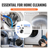 VEVOR 914.4CM Dryer Vent Cleaner Kit, 22 Pieces Duct Cleaning Brush, Reinforced Nylon Dryer Vent Brush with Complete Accessories, Dryer Cleaning Kit with Flexible Lint Trap Brush, Clamp Connectors - Rear View