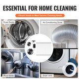 VEVOR 22 Pieces 9.1M Dryer Vent Cleaner Kit, Include 3 Different Sizes Flexible Lint Trap Brush, Reinforced Nylon Duct Cleaning Dryer Vent Brush, Dryer Cleaning Kit with Clamp Connectors - Rear View
