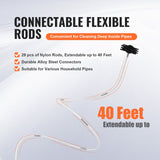 VEVOR 29 Pieces 12.2M Dryer Vent Cleaner Kit, Include 3 Different Sizes Flexible Lint Trap Brush, Reinforced Nylon Duct Cleaning Dryer Vent Brush, Dryer Cleaning Kit with Clamp Connectors - Top-Down View