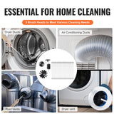 VEVOR 29 Pieces 12.2M Dryer Vent Cleaner Kit, Include 3 Different Sizes Flexible Lint Trap Brush, Reinforced Nylon Duct Cleaning Dryer Vent Brush, Dryer Cleaning Kit with Clamp Connectors - 45-Degree Angle