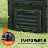 VEVOR Garden Compost Bin 300 L, BPA Free Composter, Large Capacity Outdoor Composting Bin with Top Lid and Bottom Door, Easy Assembling, Lightweight,