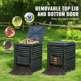 VEVOR Garden Compost Bin 300 L, BPA Free Composter, Large Capacity Outdoor Composting Bin with Top Lid and Bottom Door, Easy Assembling, Lightweight, Fast Creation of Fertile Soil - 45-Degree Angle