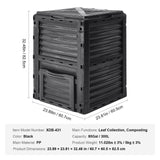 VEVOR Garden Compost Bin 300 L, BPA Free Composter, Large Capacity Outdoor Composting Bin with Top Lid and Bottom Door, Easy Assembling, Lightweight,
