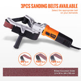 VEVOR Pipe Tube Polisher Sander, 1300W Pipe Belt Sander with 6 Variable Speeds 1100-3200rpm, Professional Belt Sander Grinding Machine with 3PCS Sanding Belts for Burnishing Finishing Rust Removal - Top-Down View