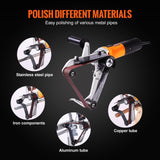 VEVOR Pipe Tube Polisher Sander, 1300W Pipe Belt Sander with 6 Variable Speeds 1100-3200rpm, Professional Belt Sander Grinding Machine with 3PCS Sanding Belts for Burnishing Finishing Rust Removal - Rear View