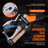 VEVOR Pipe Tube Polisher Sander, 1300W Pipe Belt Sander with 6 Variable Speeds 1100-3200rpm, Professional Belt Sander Grinding Machine with 50PCS Sanding Belts for Burnishing Finishing Rust Removal - Side View