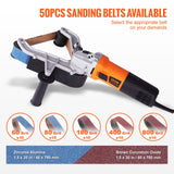 VEVOR Pipe Tube Polisher Sander, 1300W Pipe Belt Sander with 6 Variable Speeds 1100-3200rpm, Professional Belt Sander Grinding Machine with 50PCS Sanding Belts for Burnishing Finishing Rust Removal - Top-Down View