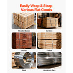 Banding Strapping Kit, Heavy Duty A3 Steel Banding Sealer Tool with Adjustable Width, Manual Metal Pallet Packaging Strapping Kit for Warehouse, Transportation, Industrial Bundling, Home Use