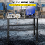Welding Table 36" x 24", 800LBS Capacity Welding Workbench Table, Heavy-Duty Work Bench with 0.63" Fixture Holes and Non-slip Foot Pads for Welding Assembly Repair Works