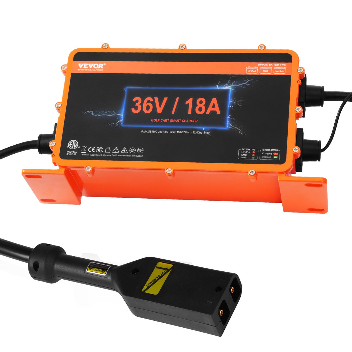 VEVOR 18 AMP Golf Cart Smart Battery Charger for EZGO D-Style IP67 ETL