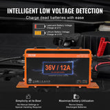 VEVOR 12 AMP Golf Cart Smart Battery Charger for EZGO D-Style IP67 ETL - 45-Degree Angle