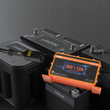 VEVOR 12 AMP Golf Cart Smart Battery Charger for EZGO D-Style IP67 ETL - Low Angle