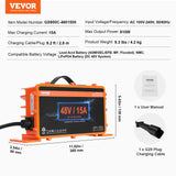 VEVOR 15 AMP Golf Cart Smart Battery Charger for Yamaha G29 Plug IP67 - Close-Up Angle
