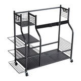 VEVOR Golf Storage Garage Organizer, 2 Golf Bag Stand Holder and Other Sports Equipment Storage Rack, Rolling Ball Cart on Wheels, Outdoor Sport Gear