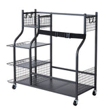 VEVOR Golf Storage Garage Organizer, 2 Golf Bag Stand Holder and Other Sports Equipment Storage Rack, Rolling Ball Cart on Wheels, Outdoor Sport Gear and Toy Storage with Baskets & Hooks, Steel, Black - Extra Image