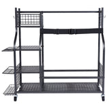 VEVOR Golf Storage Garage Organizer, 2 Golf Bag Stand Holder and Other Sports Equipment Storage Rack, Rolling Ball Cart on Wheels, Outdoor Sport Gear and Toy Storage with Baskets & Hooks, Steel, Black - Extra Image