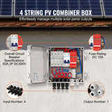 VEVOR Solar PV Combiner Box 4 String 10A for Solar Panel System ABS Case IP65
