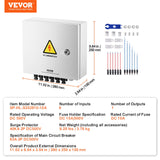VEVOR Solar PV Combiner Box 6 String 10A for Solar Panel System Steel Case IP65