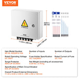 VEVOR Solar PV Combiner Box 6 String 10A for Solar Panel System Steel Case IP65 - Close-Up Angle