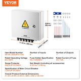 VEVOR Solar PV Combiner Box 6 String 15A for Solar Panel System Steel Case IP65
