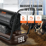 VEVOR Portable Kerosene Forced Air Heater 70000 BTU Indoor Outdoor Use 5gal Tank - Side View