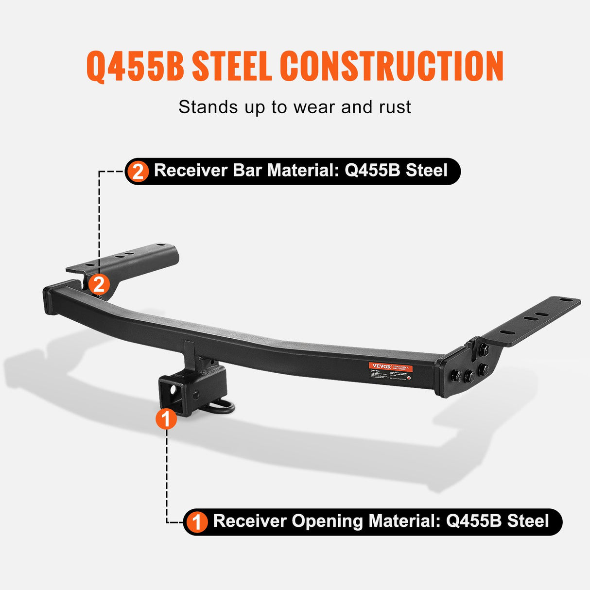 VEVOR Class 3 Trailer Hitch, 2-Inch Receiver, Q455B Steel Tube Frame, Compatible with 2020-2023 Toyota Highlander, Multi-Fit Hitch to Receive Ball