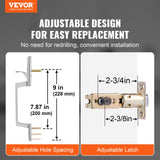 VEVOR Entry Door Handle, Satin Nickel Square Handle Set with Lever Door Handle No Lock, Adjustable Hole Space, Front Door Handle with Reversible for